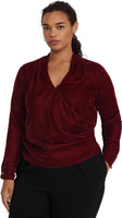 Плиссированная бархатная блузка больших размеров LAUREN Ralph Lauren, цвет Deep Rhodonite Velvet