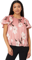Струящаяся плиссированная блузка CeCe, цвет Romance Pink