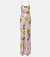 Шелковое платье-комбинация с цветочной аппликацией Rodarte, мультиколор