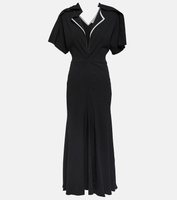 Асимметричное платье макси из крепа с добавлением шерсти Victoria Beckham, черный