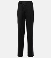 Асимметричные прямые брюки из смесовой шерсти Victoria Beckham, черный