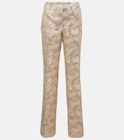 Расклешенные брюки из жаккардовой ткани ламе Dries Van Noten, золото