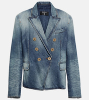 Двубортная джинсовая куртка Balmain, синий