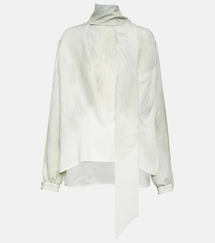 Атласная блузка с шарфом Victoria Beckham, белый