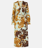 Атласное платье миди с принтом dellas Dries Van Noten, мультиколор