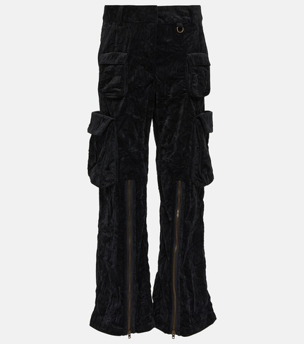 Бархатные брюки карго со средней посадкой Acne Studios, черный