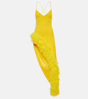 Платье миди из шерстяного крепа с оборками David Koma, желтый