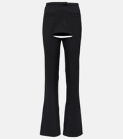 Расклешенные брюки из смесовой шерсти с вырезами Courrèges, черный
