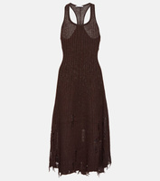 Платье миди из льна в рубчик Acne Studios, коричневый