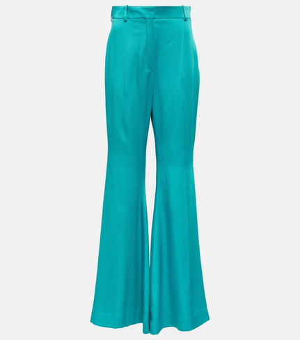 Атласные расклешенные брюки с высокой посадкой Nina Ricci, синий