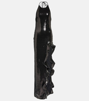 Платье с оборками и пайетками David Koma, черный