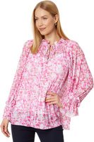 Крестьянская блузка со складками и сеткой Vince Camuto, ярко-розовый