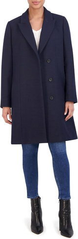 Пальто с асимметричным воротником и лацканами Cole Haan, темно-синий