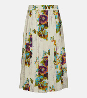 Атласная юбка миди с цветочным принтом Tory Burch, мультиколор