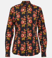 Рубашка из смесового хлопка с цветочным принтом Etro, мультиколор