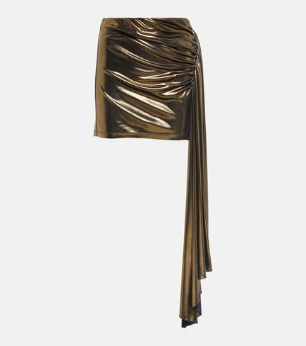 Мини-юбка с драпировкой и эффектом металлик Blumarine, золото