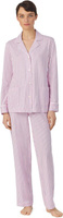 Пижамный комплект с воротником-стойкой из органического хлопка и длинными рукавами LAUREN Ralph Lauren, цвет Pink Stripe