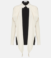 Блузка из шелкового крепдешина с бантом Victoria Beckham, мультиколор