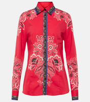 Рубашка из смесового хлопка с цветочным принтом Etro, красный