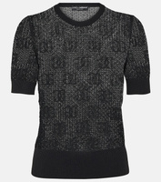 Жаккардовый свитер с кружевной вышивкой и логотипом Dolce&Gabbana, черный