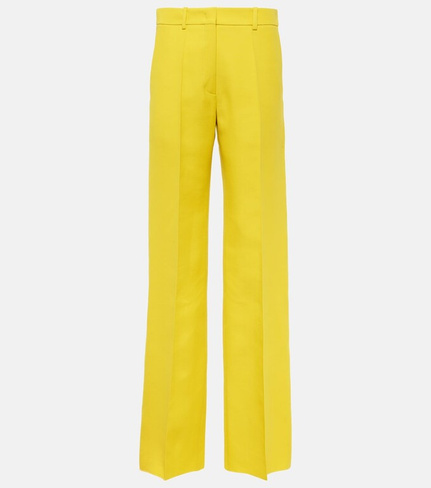 Прямые брюки из креп-кутюр с высокой посадкой Valentino, желтый