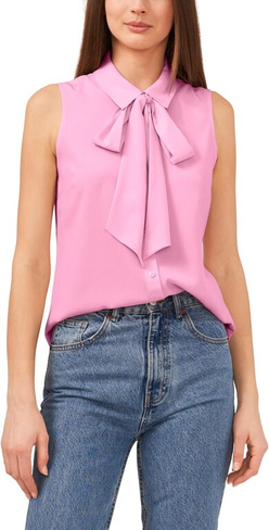 Блуза без рукавов с бантом CeCe, цвет Azalea Pink