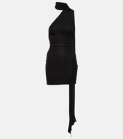 Мини-платье из джерси с открытой спиной и шарфом Alex Perry, черный