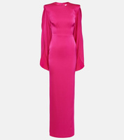 Атласное креповое платье с накидкой Alex Perry, розовый