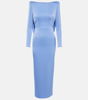 Платье миди из креп-атласа с драпировкой Alex Perry, синий