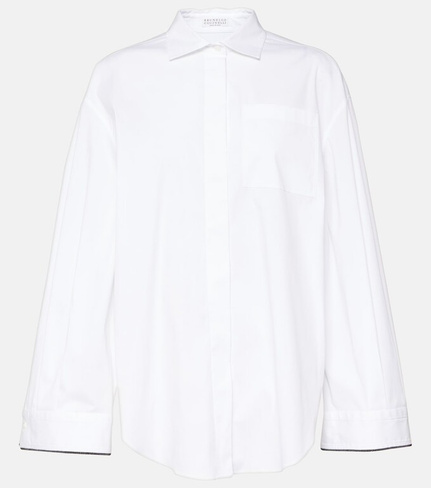 Рубашка из смесового хлопка Brunello Cucinelli, белый