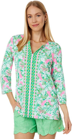 UPF 50+ Туника Карина Lilly Pulitzer, цвет Botanical Green Just Wing It Engineered Chillylilly