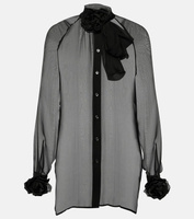 Блузка из шелкового шифона с цветочной аппликацией Dolce&Gabbana, черный