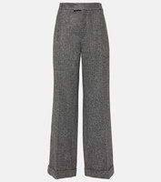 Расклешенные брюки из смесовой шерсти с узором «елочка» Brunello Cucinelli, серый