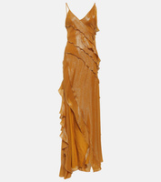 Платье из ламе с оборками Victoria Beckham, золото