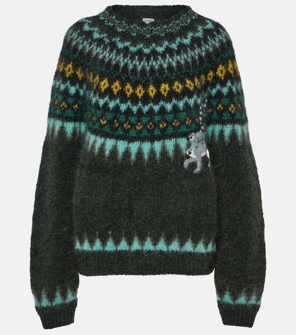 Жаккардовый свитер x suna fujita из смесового мохера Loewe, мультиколор