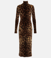 Жаккардовое платье макси с леопардовым принтом Dolce&Gabbana, коричневый