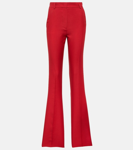 Расклешенные брюки с высокой посадкой из крепа от кутюр Valentino, красный