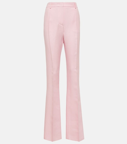 Расклешенные брюки с высокой посадкой из крепа от кутюр Valentino, розовый