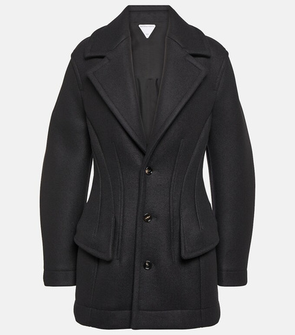 Скульптурное пальто из смесовой шерсти Bottega Veneta, черный