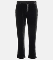Укороченные бархатные брюки Balmain, черный