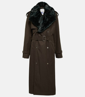 Хлопковое пальто с отделкой из искусственного меха Burberry, коричневый