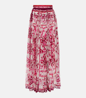 Плиссированная шелковая юбка макси majolica Dolce&Gabbana, мультиколор