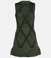 Трикотажное мини-платье со змеиным эффектом Alaïa, зеленый