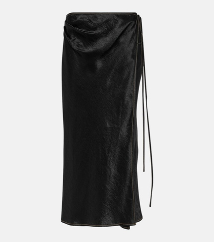 Атласная юбка с запахом Acne Studios, черный