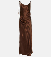 Атласное платье миди Acne Studios, коричневый