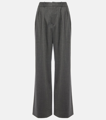 Широкие брюки из шерстяной фланели с низкой посадкой Wardrobe.Nyc, серый