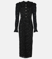 Платье макси из хлопкового кружева с объемными рукавами Alessandra Rich, черный