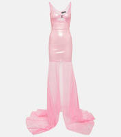 Прозрачное платье с пайетками David Koma, розовый