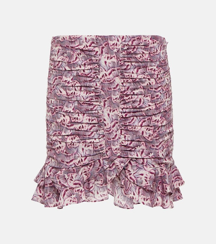Мини-юбка milendi из смесового шелка с оборками Isabel Marant, розовый