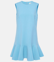 Мини-платье из смесовой шерсти с оборками Oscar De La Renta, синий
